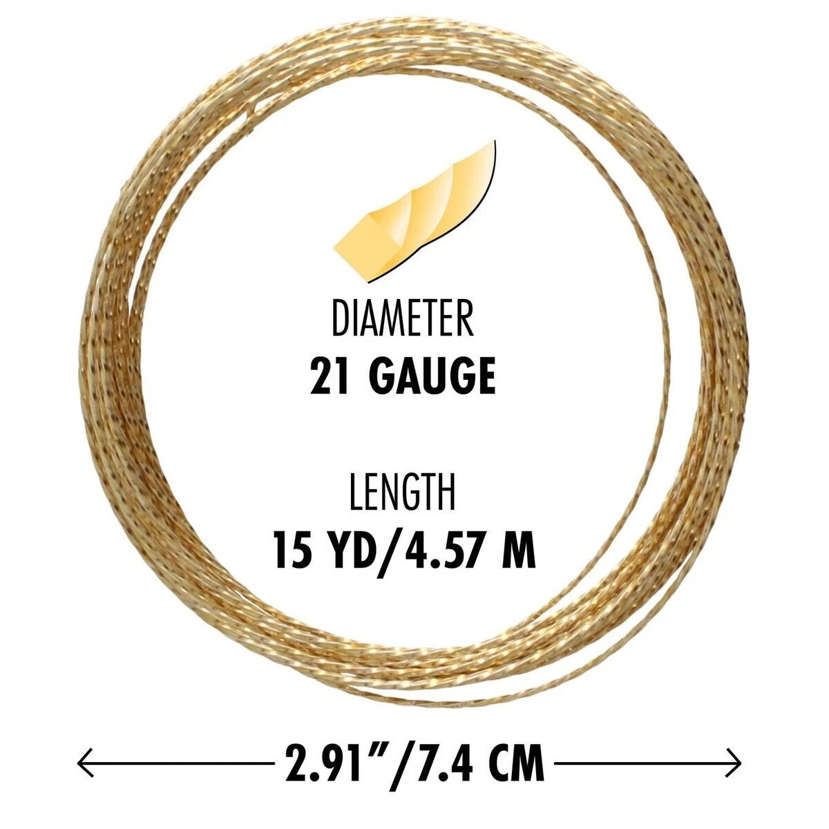 Non-Tarnish Gold Plated Copper Twisted Square Wire, 21 Gauge (1.02mm), 15 Feet