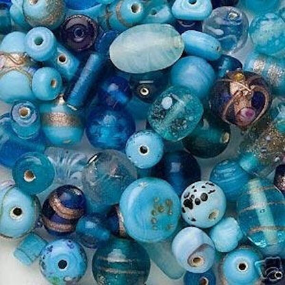 Lampworked Glass Bead Mix, Mixed Shapes, 7x4mm–14x11mm, Approx. 60–100 Beads