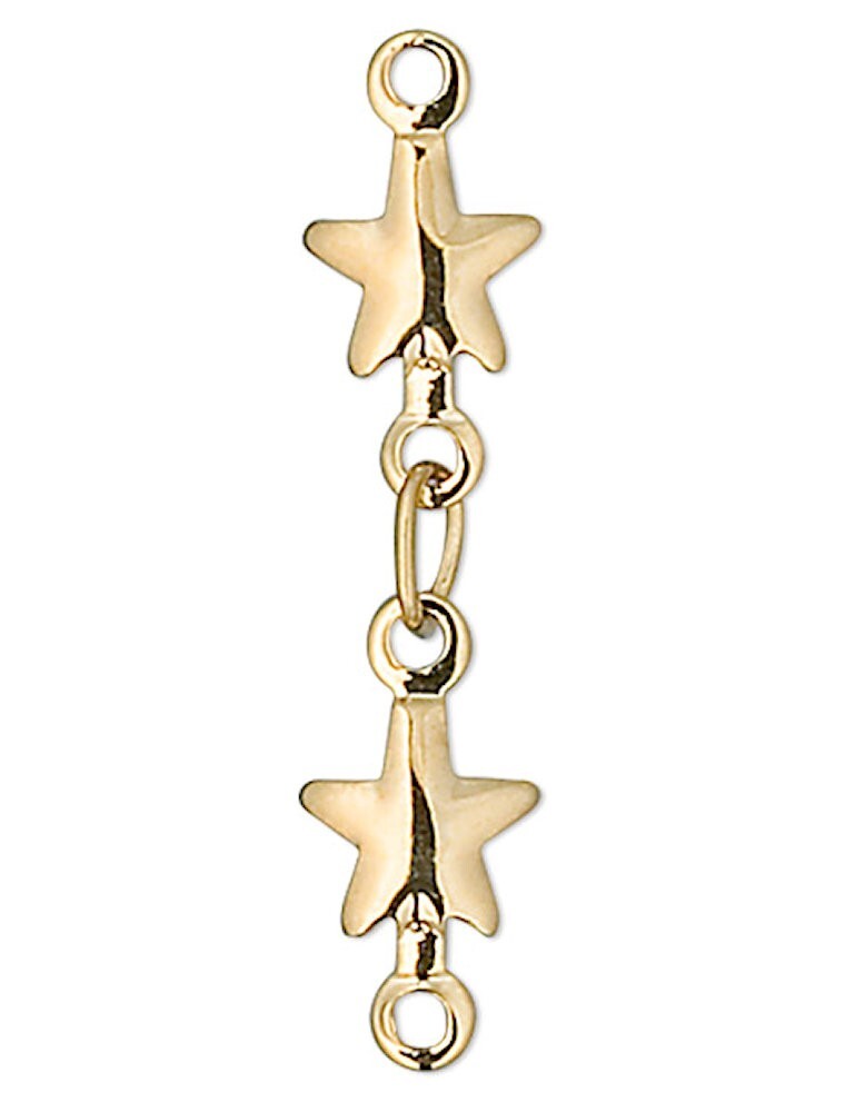 Gold Plated Brass Star Chain Extenders, 20mm - Pack of 6
