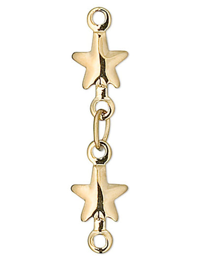 Gold Plated Brass Star Chain Extenders, 20mm - Pack of 6
