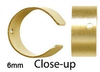 BeadSmith Plated Brass Plain Ear Cuffs with Hole, 3mm or 6mm, 12 pcs