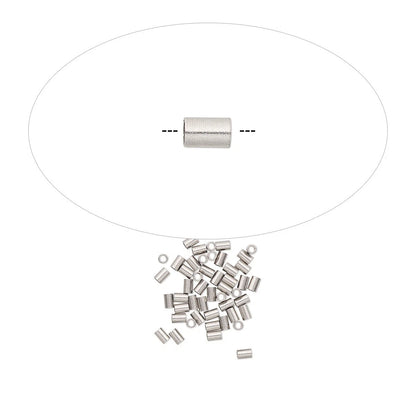 Stainless Steel Tube Crimp Beads, 3x2mm 1.3mm ID - Pack of 50