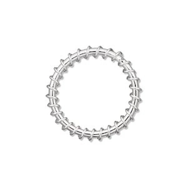 Silver-Plated Steel Wire-Wrapped Round Components, 22mm, 10 pcs