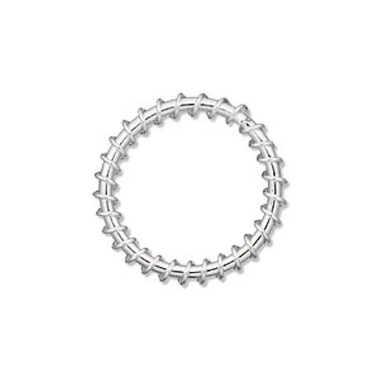 Silver-Plated Steel Wire-Wrapped Round Components, 22mm, 10 pcs