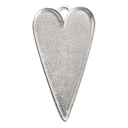 A textured silver heart-shaped metal charm with a small loop at the top, shown on a plain white background.