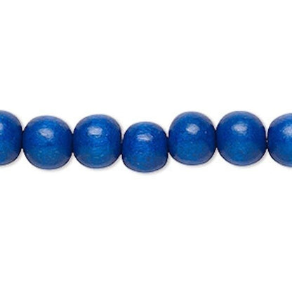 Dyed & Waxed Wood Round Beads 7-8mm - 2 Strands (approx. 108 pcs)