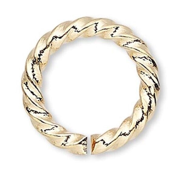 Jump Rings, Twisted Round, Gold Plated Brass, 16 Gauge, 6mm / 8mm / 10mm