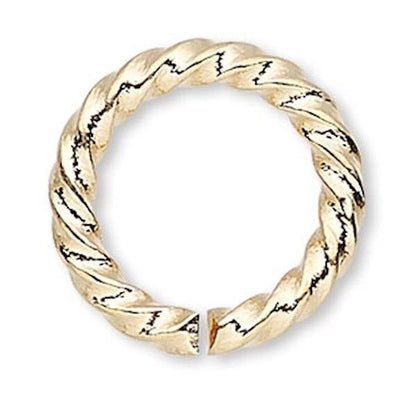 Jump Rings, Twisted Round, Gold Plated Brass, 16 Gauge, 6mm / 8mm / 10mm