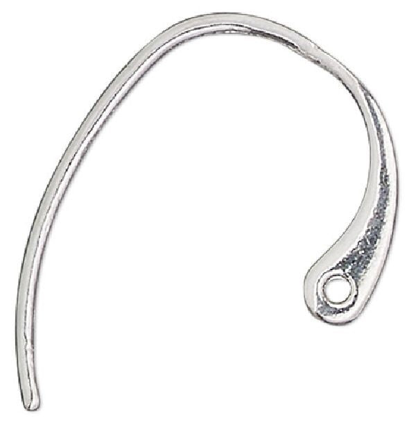 Sterling Silver 19mm Fishhook Ear Wires with Hole 20 Gauge (1 Pair)