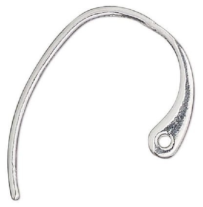 Sterling Silver 19mm Fishhook Ear Wires with Hole 20 Gauge (1 Pair)