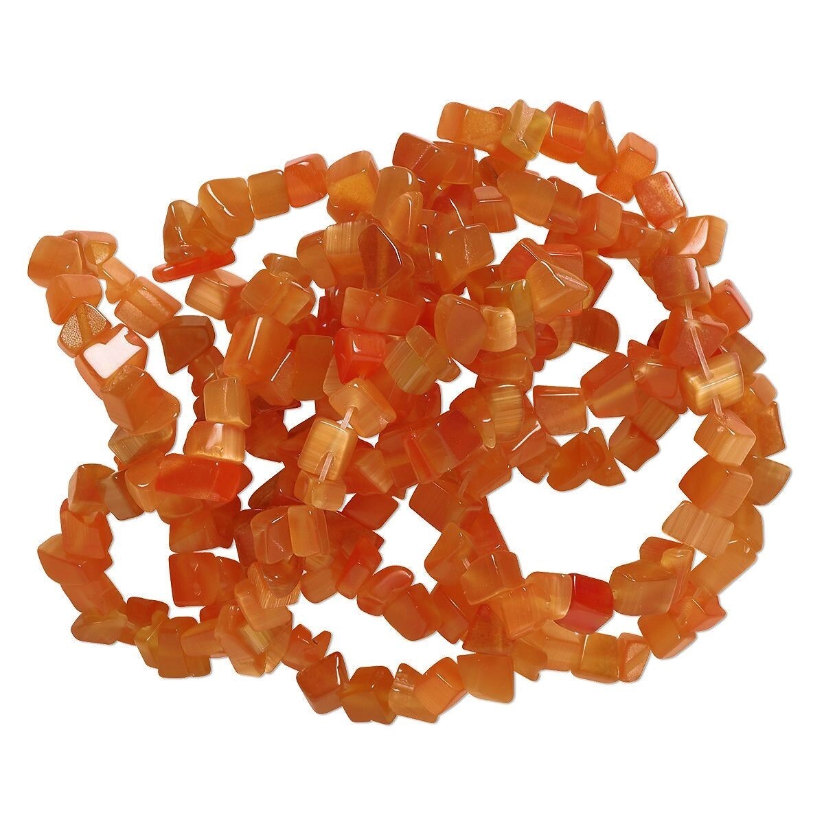 Burnt Orange Cat's Eye Fiber Optic Glass Chip Beads, 1 Strand