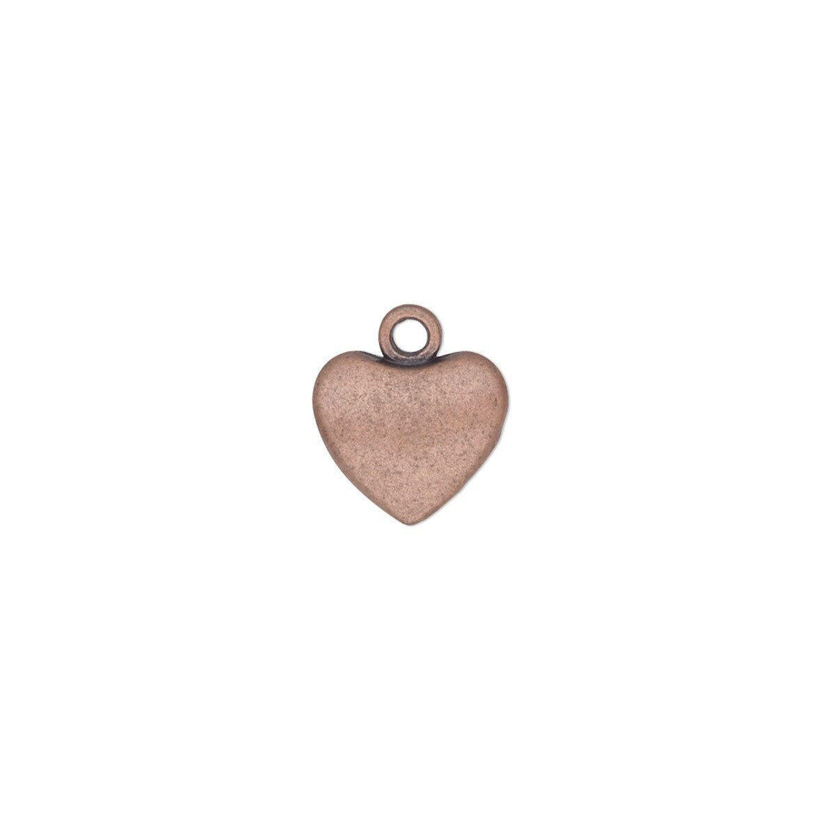 Antiqued Copper Plated Pewter Puffed Heart Drop Charms 10.5x9mm (6 pc)