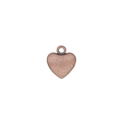 Antiqued Copper Plated Pewter Puffed Heart Drop Charms 10.5x9mm (6 pc)