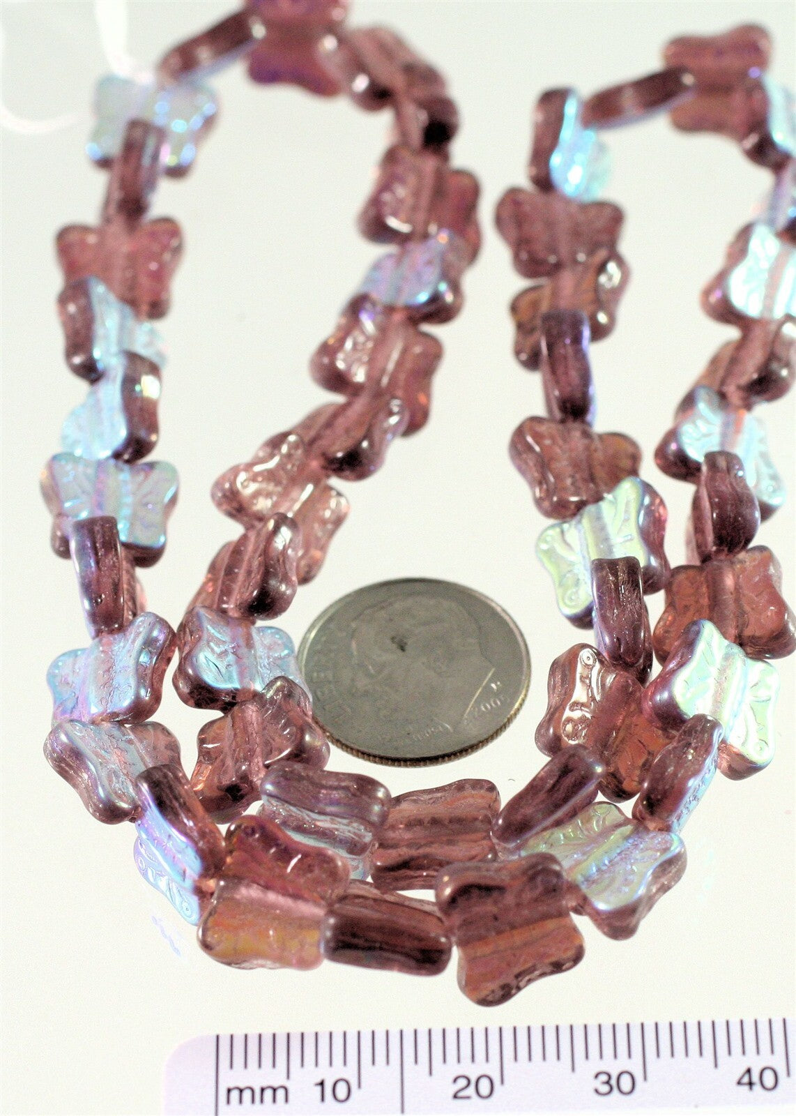 Czech Pressed Glass Amethyst AB Butterfly Beads, 11x9mm, 1 Strand (approx. 45)