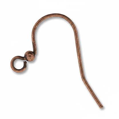 Beadsmith Antiqued Copper-Plated Brass Fishhook Ear Wires with Ball, 25mm