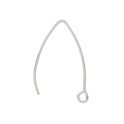 Stainless Steel Marquise Ear Wires, 30mm, 20 Gauge, Open Loop, 10 Pair (20 pcs)