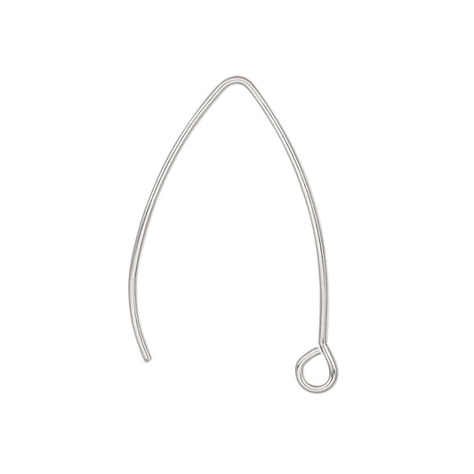 Stainless Steel Marquise Ear Wires, 30mm, 20 Gauge, Open Loop, 10 Pair (20 pcs)