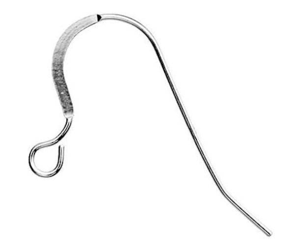 Sterling Silver 17x25mm Flat Fishhook Ear Wires, 22 Gauge, 5 Pairs