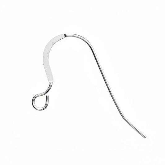 Sterling Silver 17x25mm Flat Fishhook Ear Wires, 22 Gauge, 5 Pairs