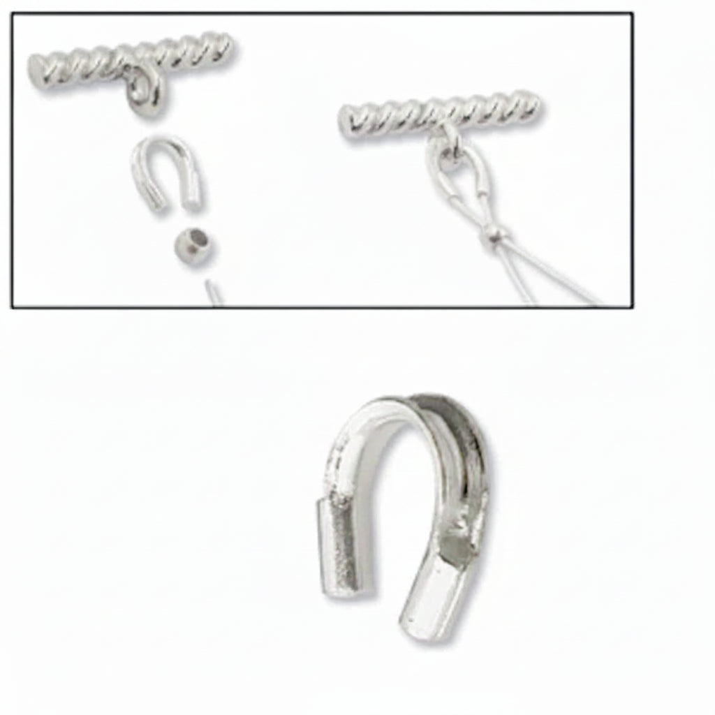Silver Plated Brass Wire Guardians, 4x4mm (approx. 5/32 inch), 0.5mm ID, 144 pcs