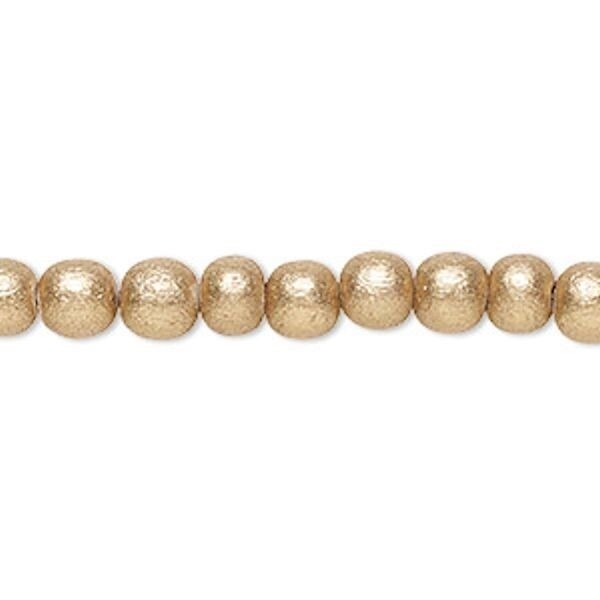 Metallic Gold Round Wood Beads 6, 8 or 10mm - 2 Strands