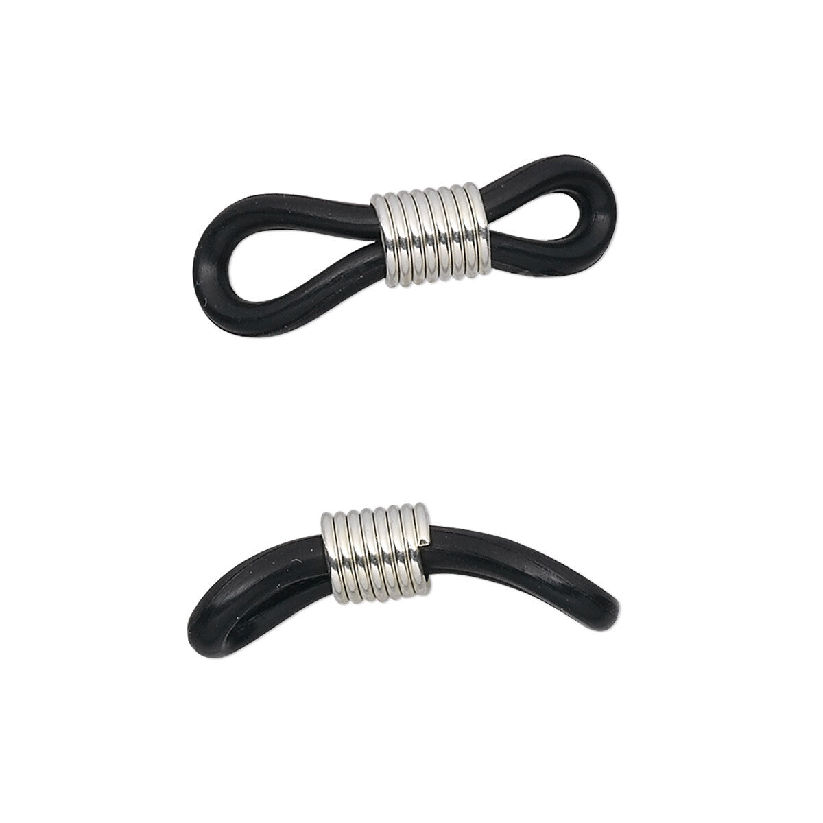 Black Rubber Eyeglass Holders with Adjustable Silver Coil
