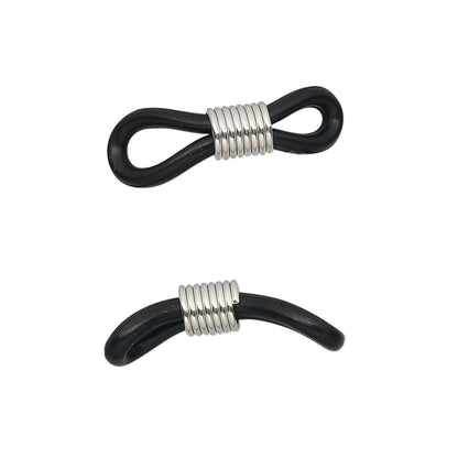 Black Rubber Eyeglass Holders with Adjustable Silver Coil