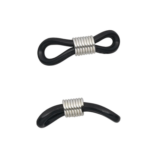 Black Rubber Eyeglass Holders with Adjustable Silver Coil