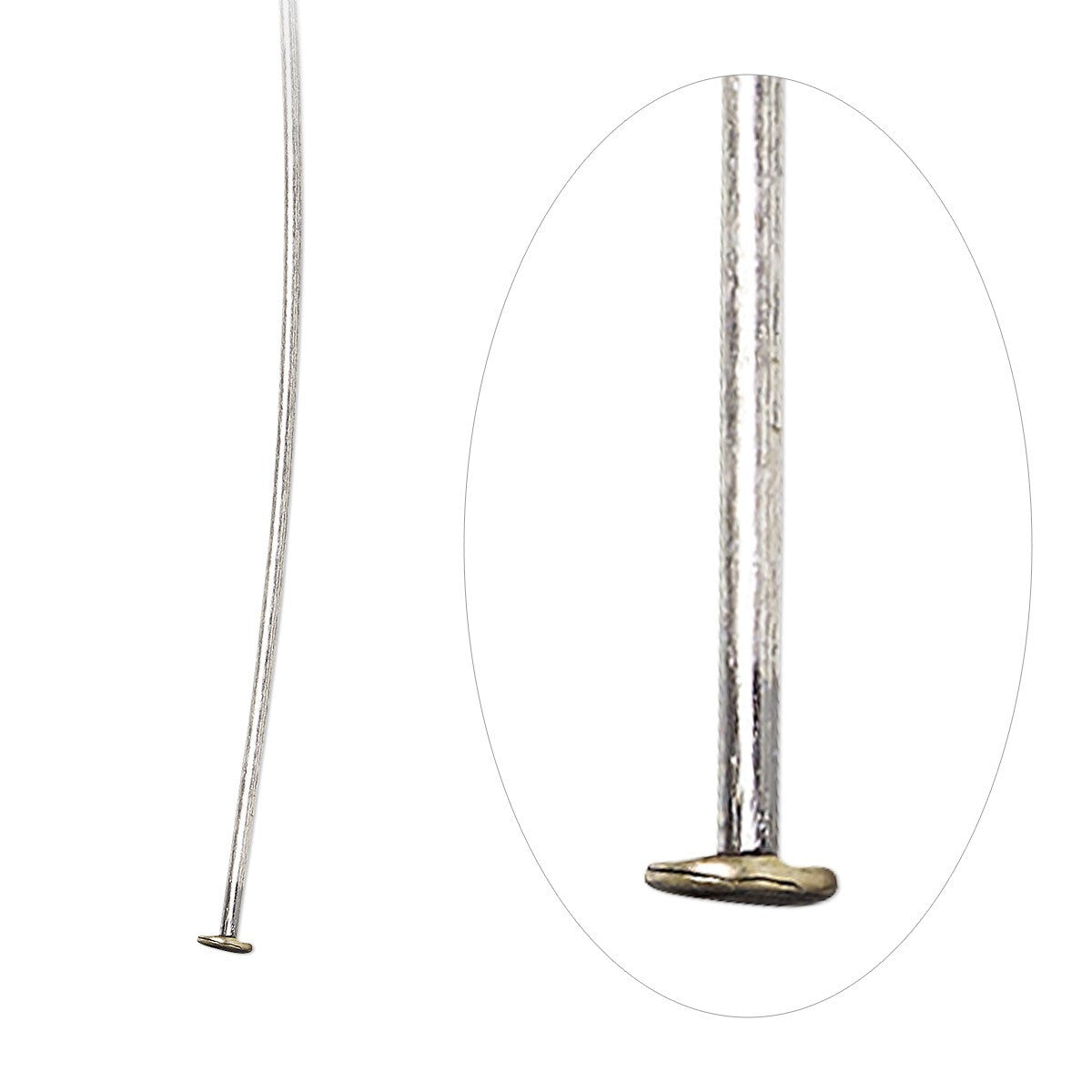 Head Pins, Antiqued Silver Plated Brass, 2 inch, 21 Gauge, 144 pcs