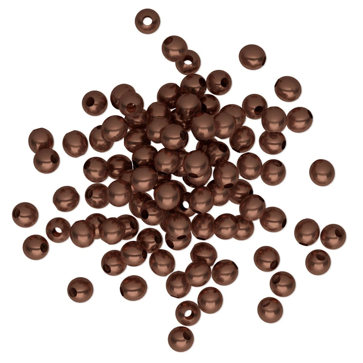 Antiqued Copper Plated Brass Round Smooth Beads, 3mm, 100 pcs
