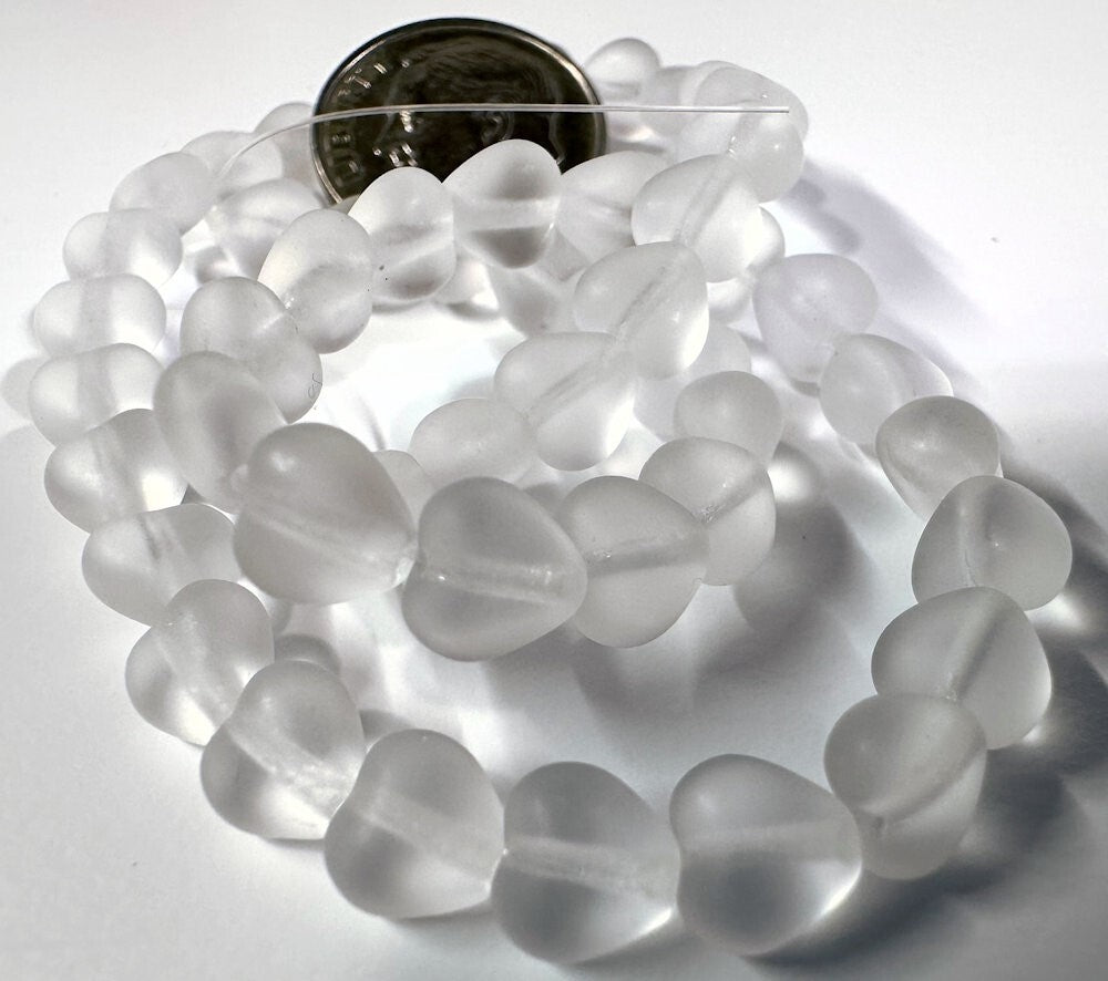 Czech Pressed Glass Matte Crystal Heart Beads, 6mm, 50 pcs
