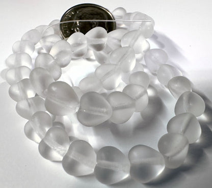 Czech Pressed Glass Matte Crystal Heart Beads, 6mm, 50 pcs