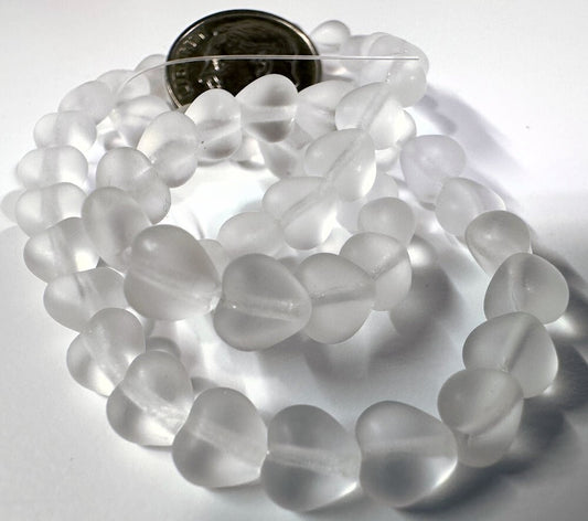Czech Pressed Glass Matte Crystal Heart Beads, 6mm, 50 pcs