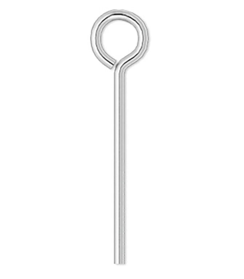 Silver Plated Brass Eye Pins, 21 Gauge (0.71mm), 1.5 Inch - 144 pcs