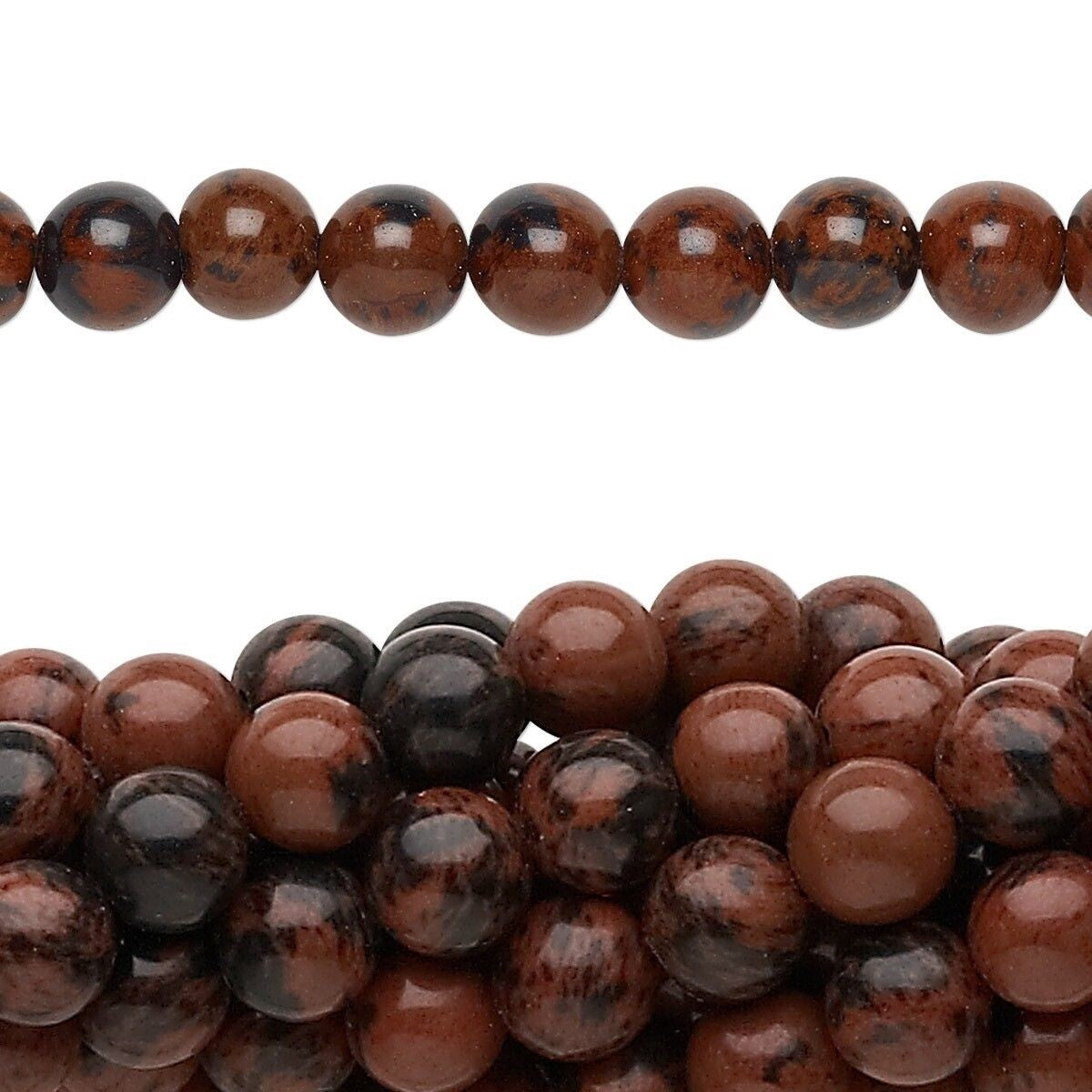 Natural Mahogany Obsidian 8mm Round Beads with 0.5-1.5mm Hole, 1 Strand (approx. 50)