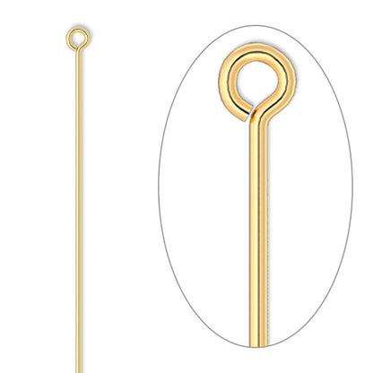 Beadsmith Gold Plated Brass Eye Pins, 4 inch, 21 Gauge, 100 pcs
