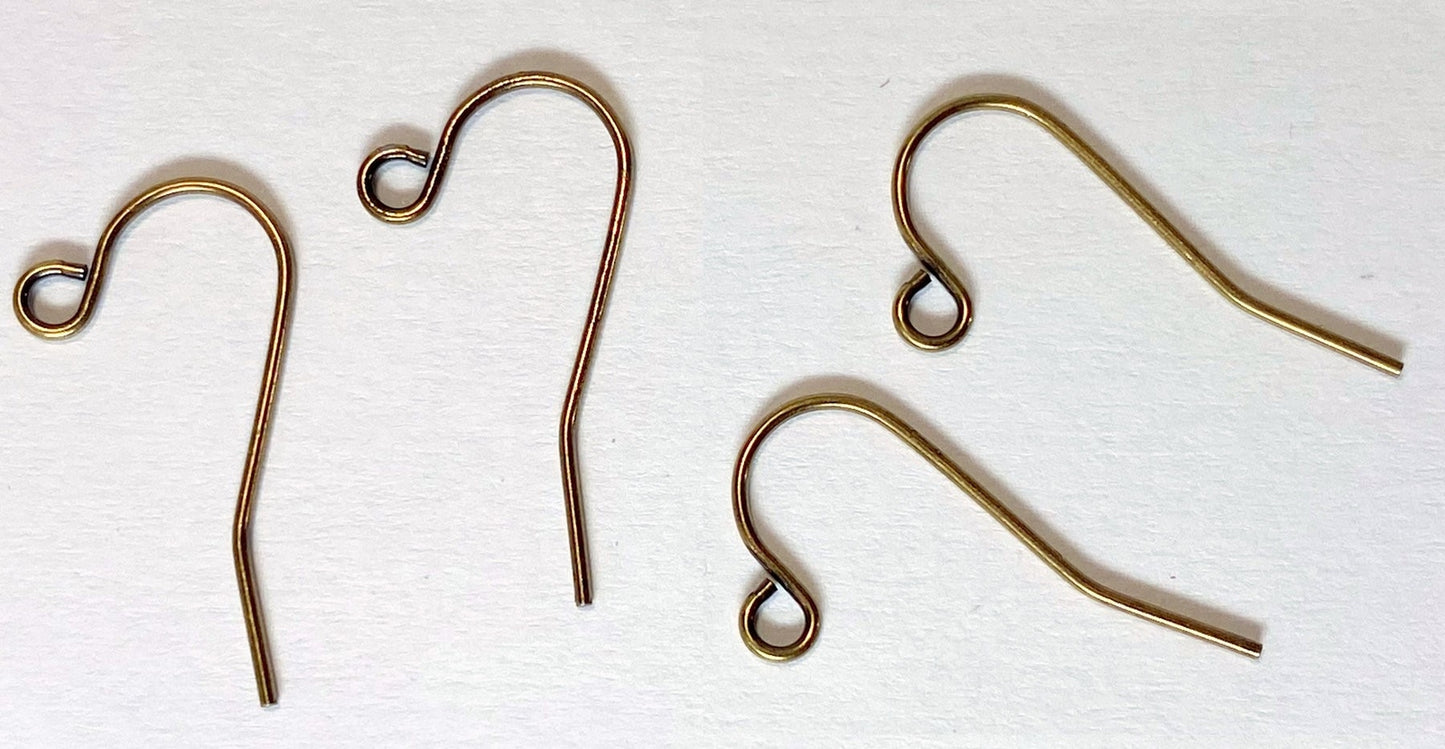 Antique Gold Plated Steel Fishhook Ear Wires, 11mm Open Loop