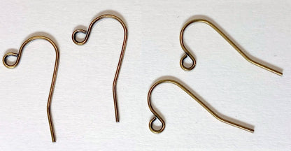 Antique Gold Plated Steel Fishhook Ear Wires, 11mm Open Loop