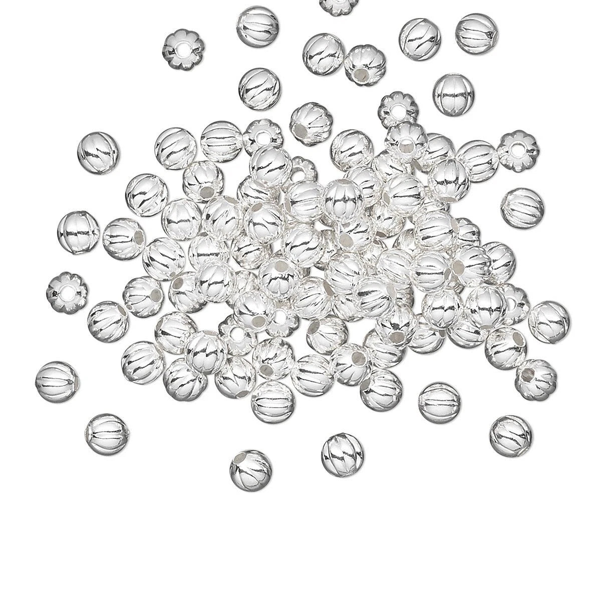Silver Plated Brass 3mm Corrugated Round Beads