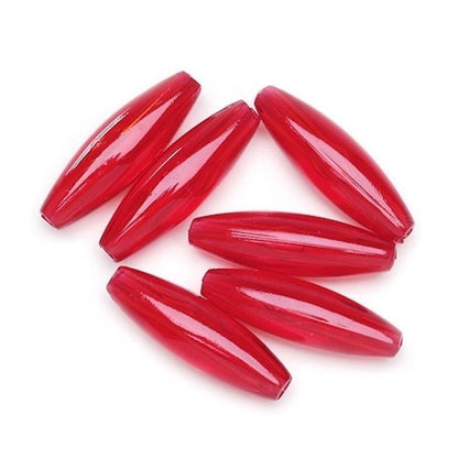 Transparent Red Acrylic Oval Tube Beads, 6x19mm, 144 pcs