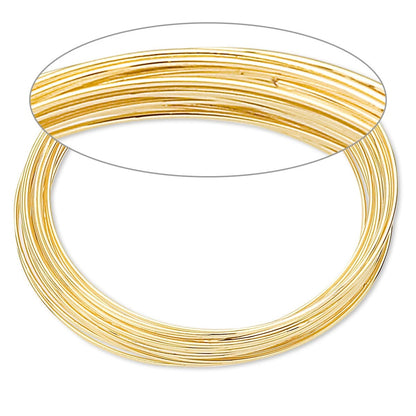 Gold Finished Stainless Steel Bracelet Memory Wire, 1-3/4 inch, 1 oz (approx. 60 Loops)