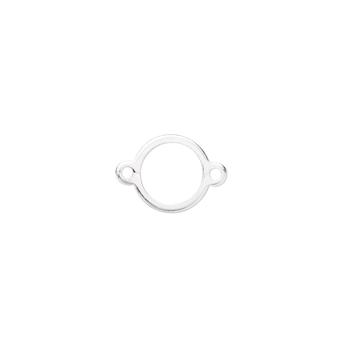 A small silver metal ring connector with two small side loops, shown on a plain white background.