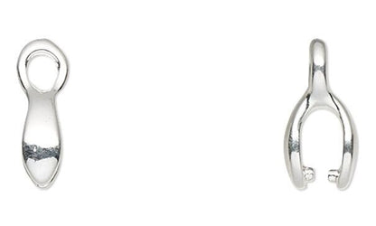 Silver Plated Brass Ice Pick Pinch Bails 6x3mm 3.5mm Grip 1.5mm Loop (12 pc)