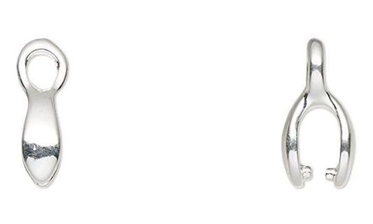 Silver Plated Brass Ice Pick Pinch Bails 6x3mm 3.5mm Grip 1.5mm Loop (12 pc)