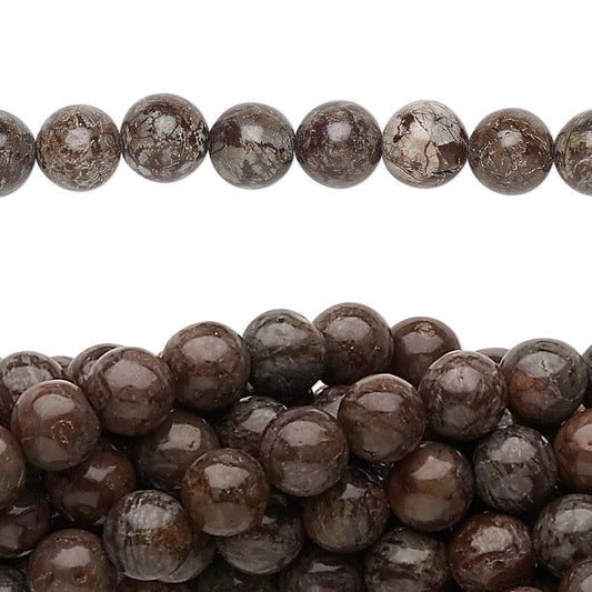 Natural Brown Snowflake Jasper 6mm Round Beads, 1 Strand (approx. 67)