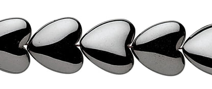 Hemalyke Metallic Grey 12mm Flat Heart Beads, 1 Strand (approx. 39-40)
