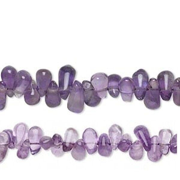 Beads, Amethyst (Natural) B/C Grade 5x3-9x5mm Top-Drilled Teardrop, 1 Strand (14 inch)