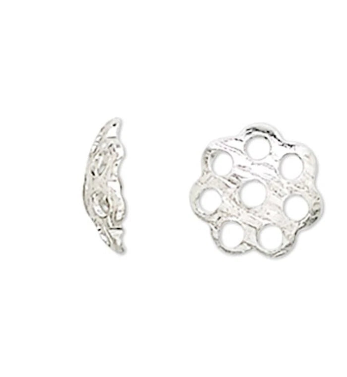 Filigree Scalloped Bead Caps, Silver Plated Brass, 6x1mm, 500 pcs