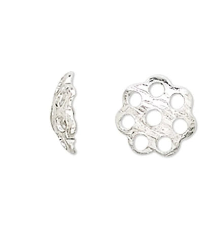 Filigree Scalloped Bead Caps, Silver Plated Brass, 6x1mm, 500 pcs