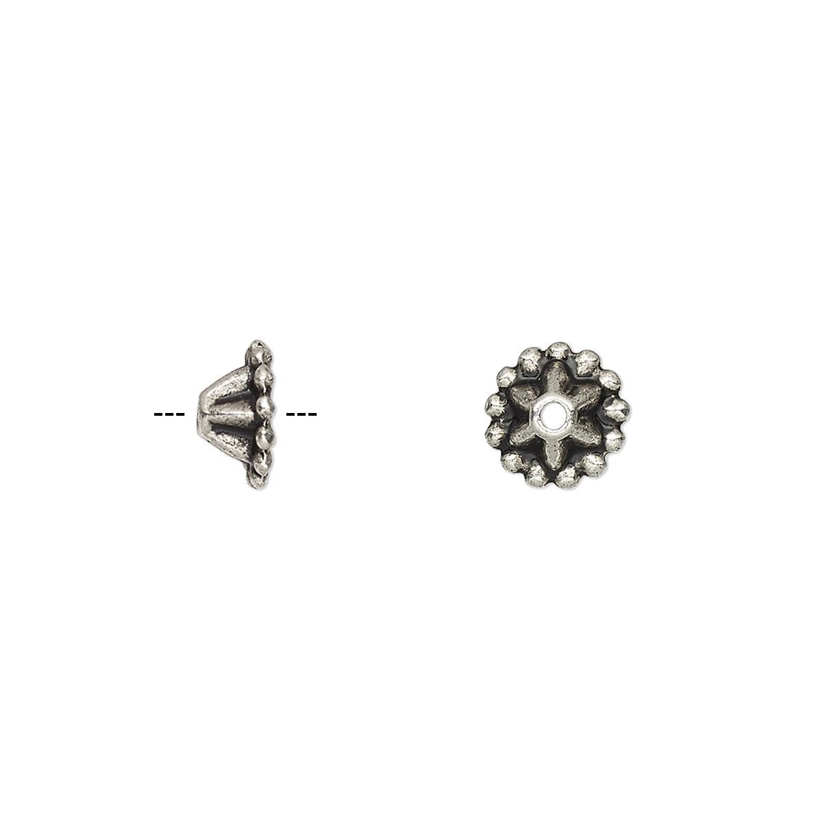 Pewter Bead Caps, Antiqued Silver, 8x4mm, 24 pcs